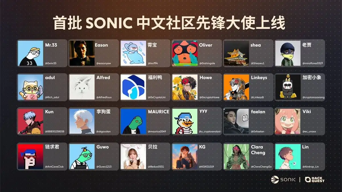Sonic中文社区先锋大使计划正式上线 涵盖24位华语建设者